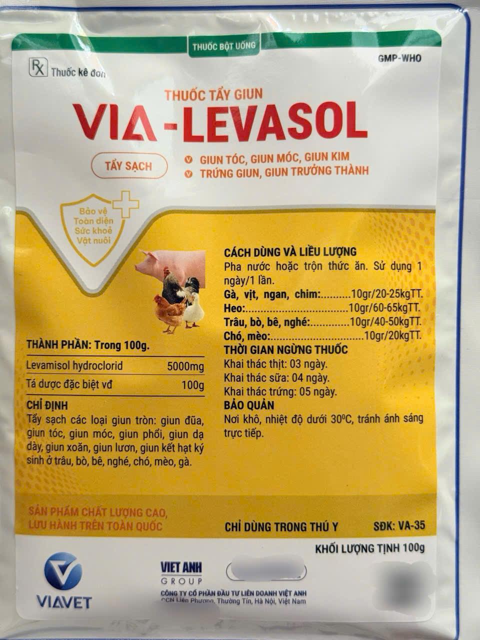 LevaSol ( nội ký sinh trùng )  - Thuốc Tẩy Giun - Sán Cho Gia Súc , Gia Cầm