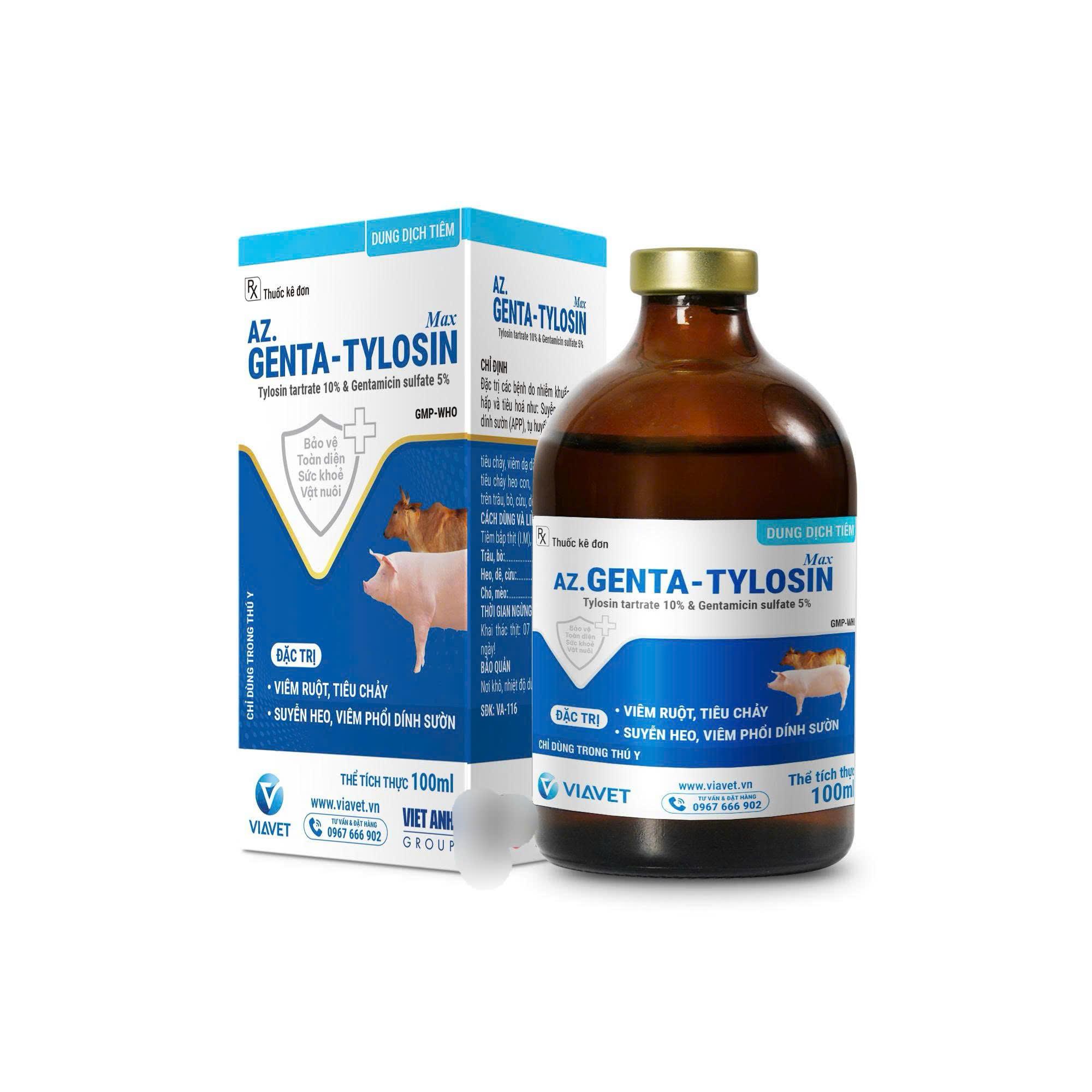 Việt Nam GENTA-TYLOSIN Đặc Trị Viêm Ruột, Tiêu Chảy Suyễn Heo, Viêm Phổi Dính Sườn 100ml