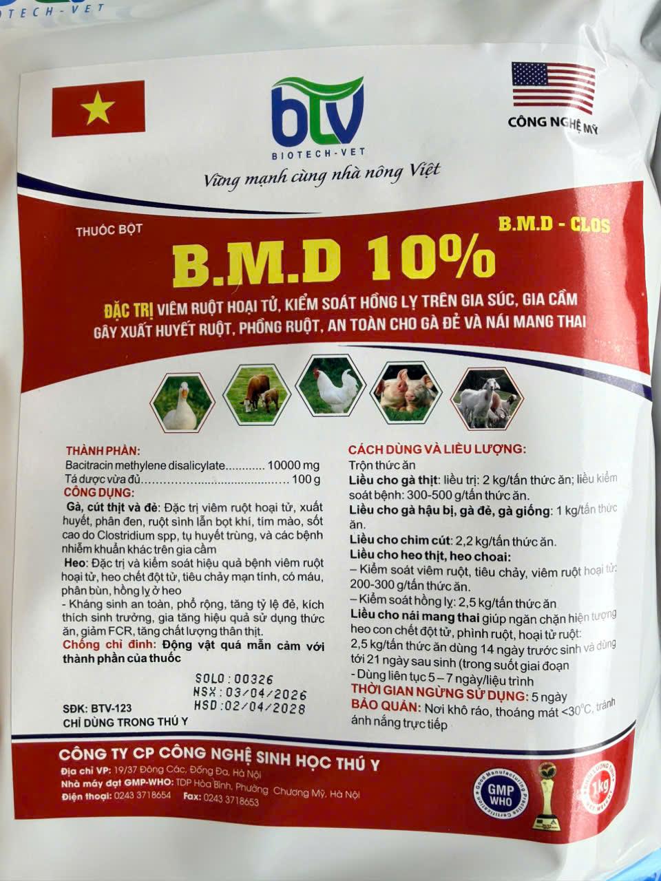 B.M.D - Clos ( Đặc Trị Tiêu Chảy Viêm Ruột Hoại Tử  Do Clostridium & Viêm Hồi Tràng )