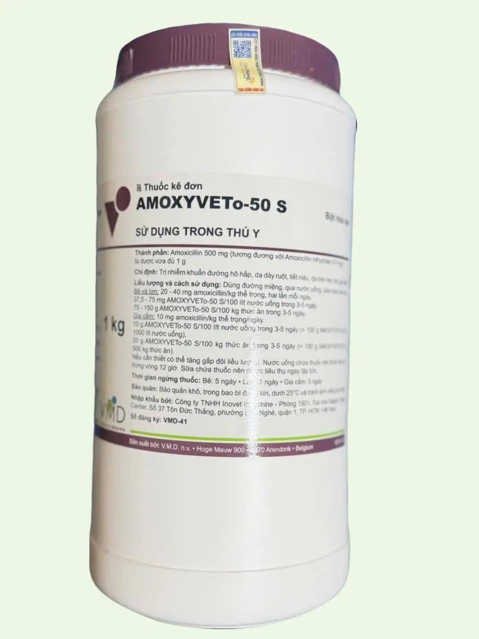 Amoxyveto-50 S Bỉ  - ĐẶC TRỊ TỤ HUYẾT TRÙNG - HÔ HẤP - VIÊM PHỔI - VIÊM RUỘT HOẠI TỬ , VIÊM VÚ . VIÊM TỬ CUNG , E.COLI  ,SAMMOLELA, LIÊN CẦU KHUẨN , APP , GALASS